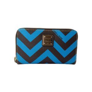 Dooney & Bourke Chevron Leather Wallet Blue~Brown Medium Size